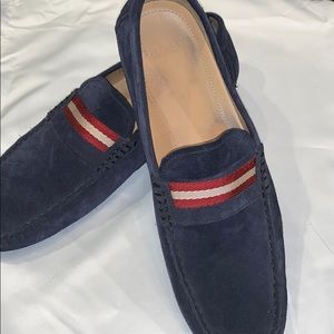 Bally Navy Blue Suede Loafers